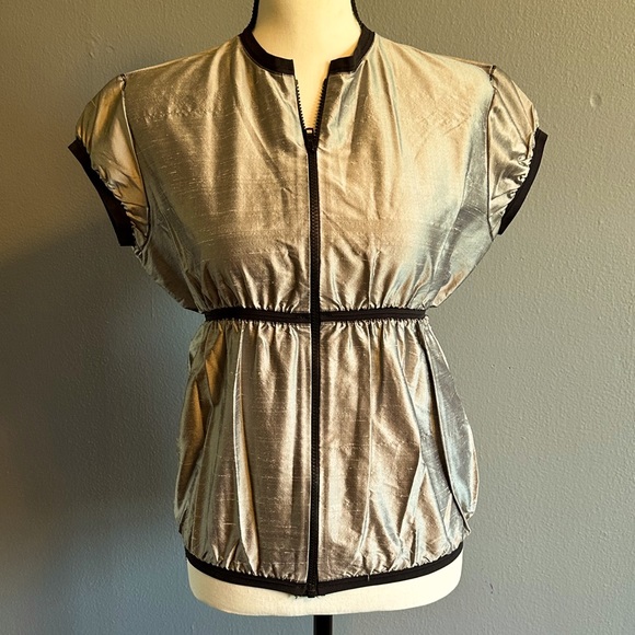 SZYMKOWICZ 100% silk silver top. Size small. - Picture 1 of 8